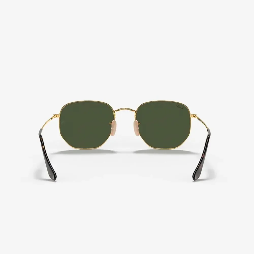 Ray Ban RB3548N HEXAGONAL FLAT LENSES Gold frame G -15 Lens XL 54-21  Unisex NEW - Picture 3 of 9
